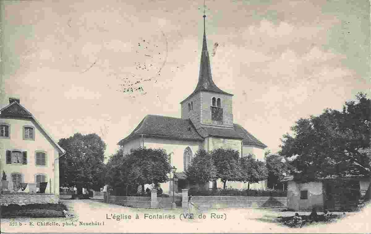 Val-de-Ruz. Fontaines - L'Eglise, 1903