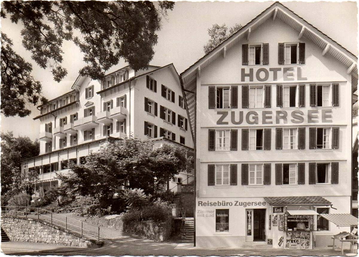Walchwil. Hotel Zugersee, Reisebüro, Kiosk von Besitzer Werner Holzmann-Hürlimann