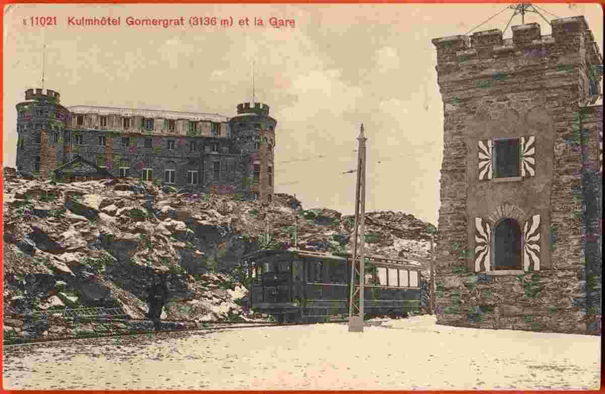 Zermatt. Kulmhotel Gornergrat et la Gare, 1944