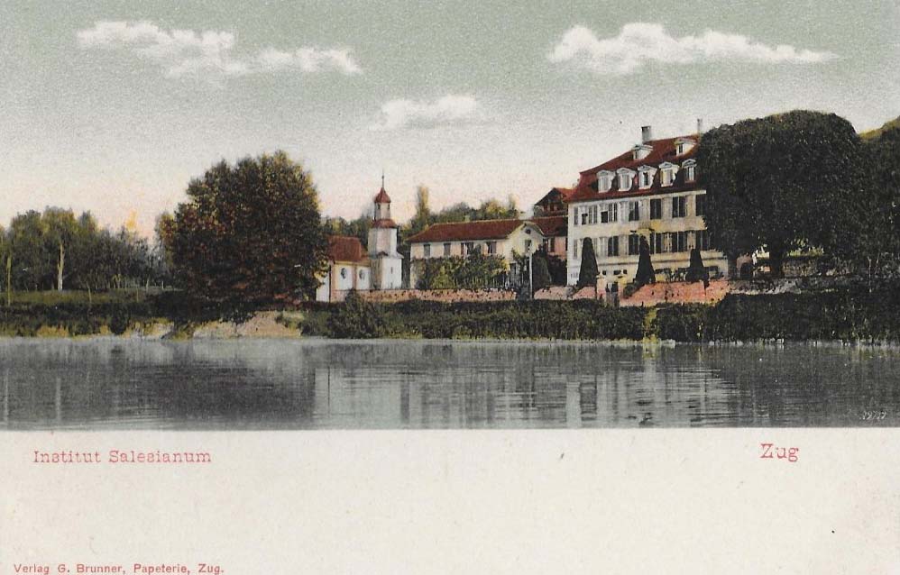 Zug. Institut Salesianum vom See her gesehen, um 1910
