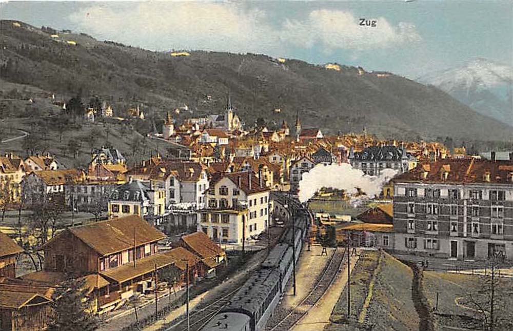 Zug. Panorama der Stadt, Train