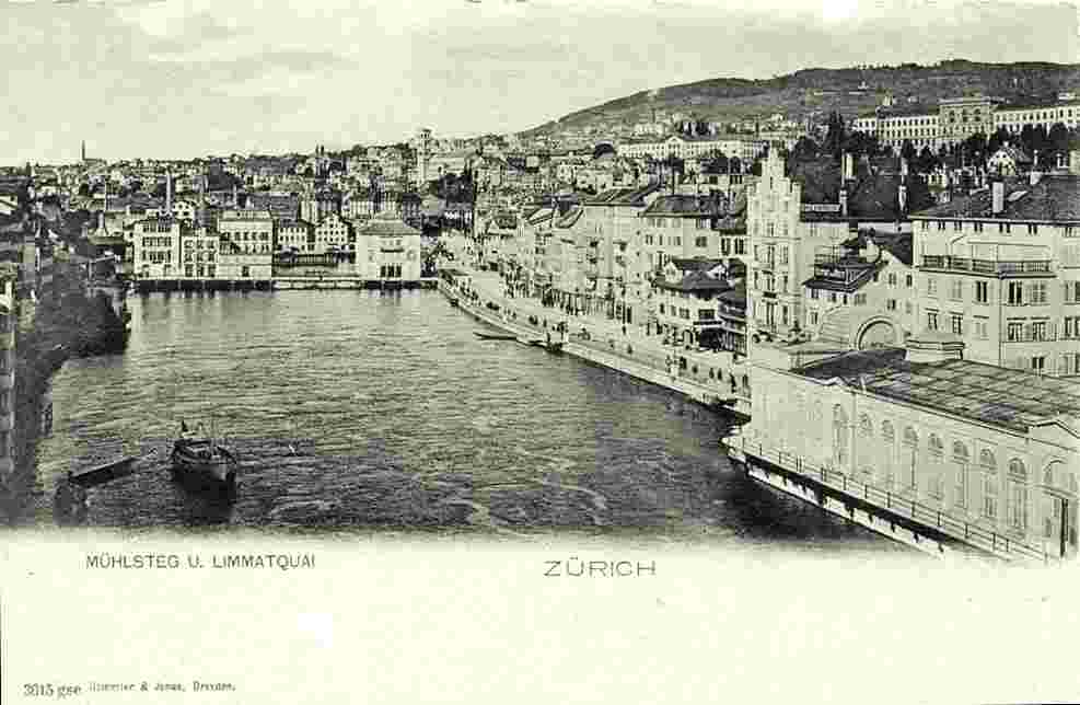 Zürich. Mühlsteg und Limmatquai