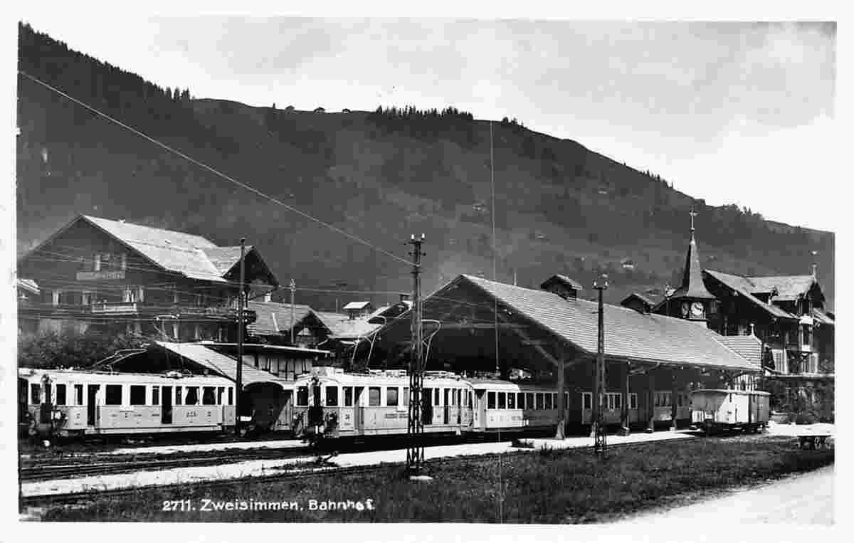 Zweisimmen. Bahnhof, 1943