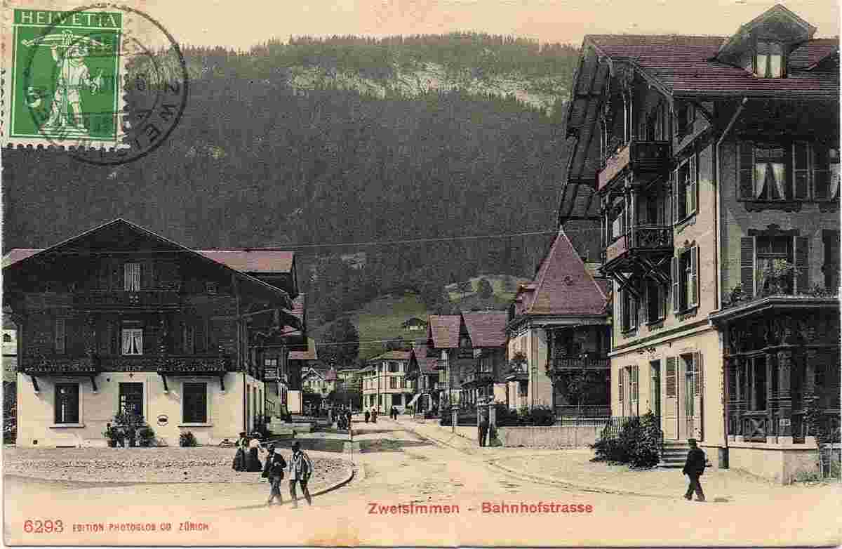 Zweisimmen. Bahnhofstraße, 1909