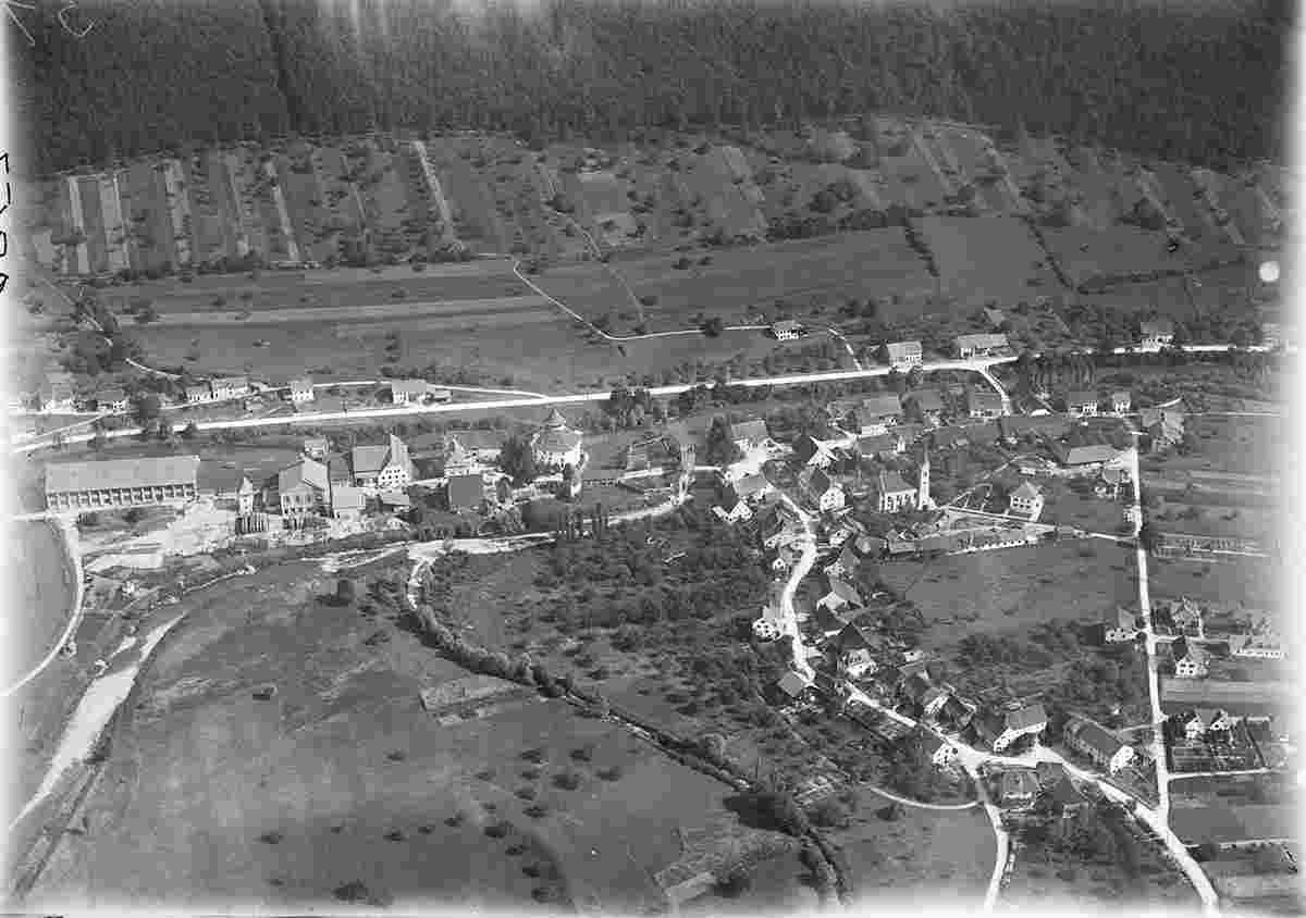 Panorama von Zwingen und Papierfabrik, 1922